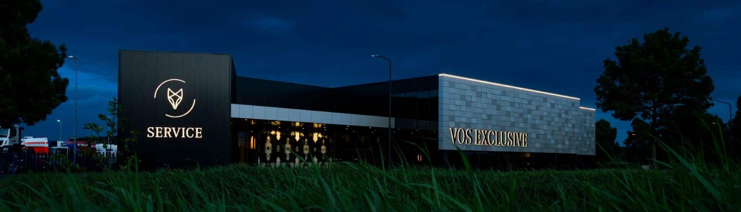 Led Lichtreclame VOS Exclusive - vooraanzicht bedrijfspand - Brouwers Reklame